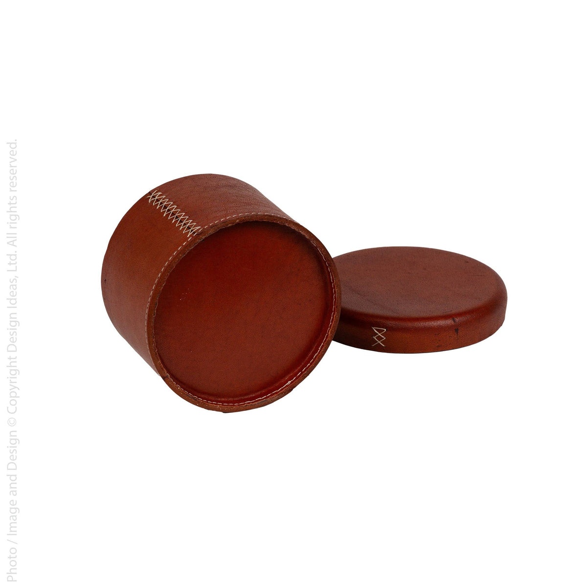 Leather Lidded Round Box