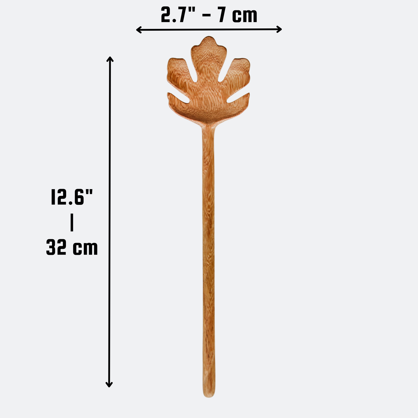 Wooden Hand Carved Serving Spoon - Leaf Shaped