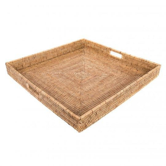 Square Natural Rattan Serving / Ottoman Tray