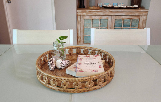 Round Rattan Tray - Natural