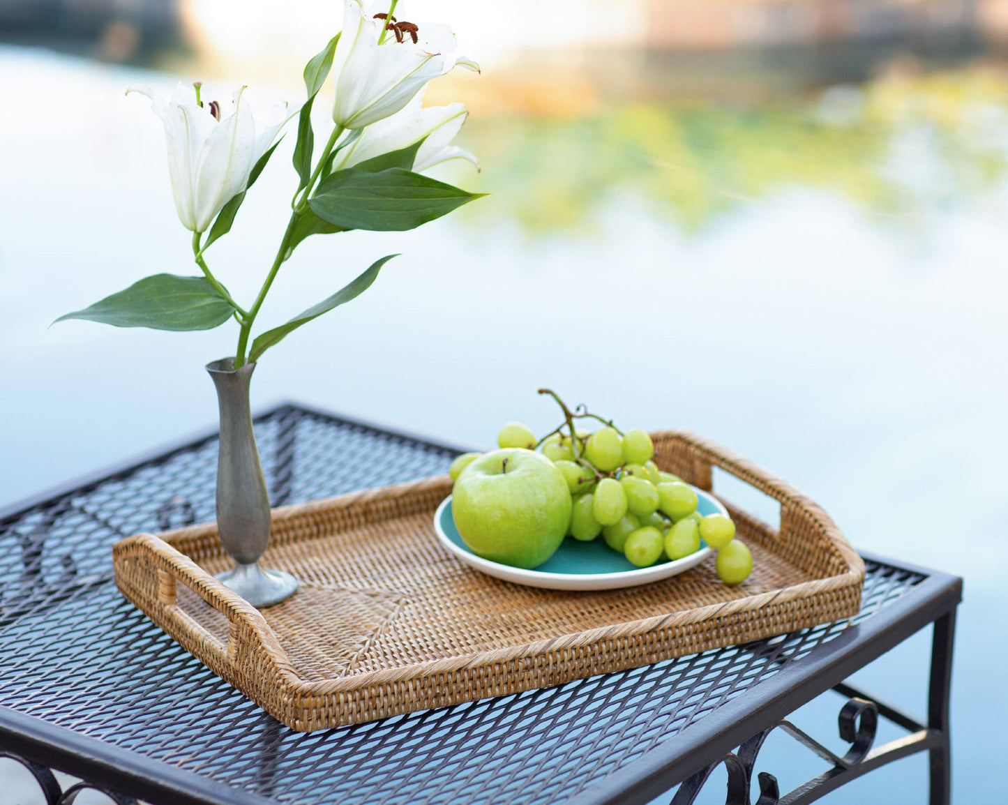Rattan Serving Tray With High Handles