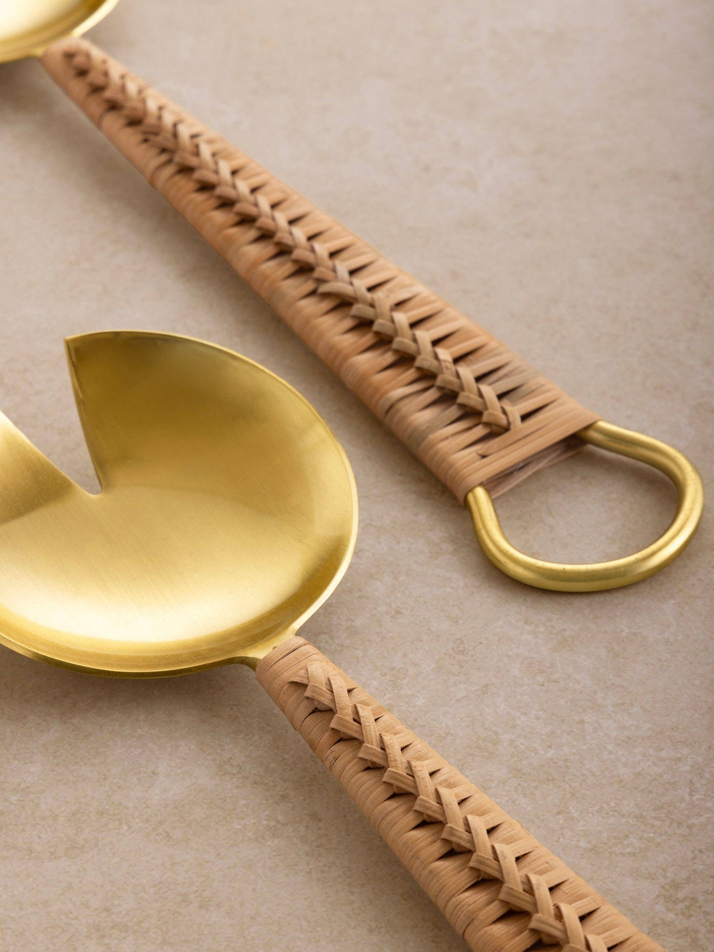 Rattan Handle Salad Servers, Set of 2