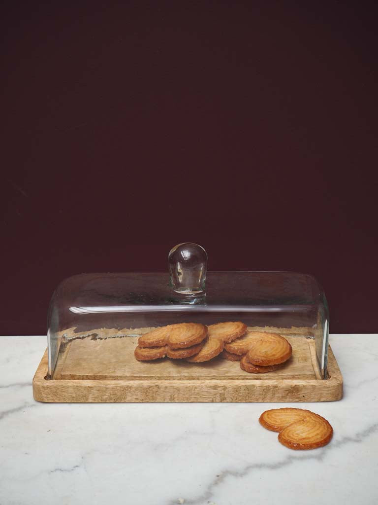 Rectangular Cake Tray with Glass Cover
