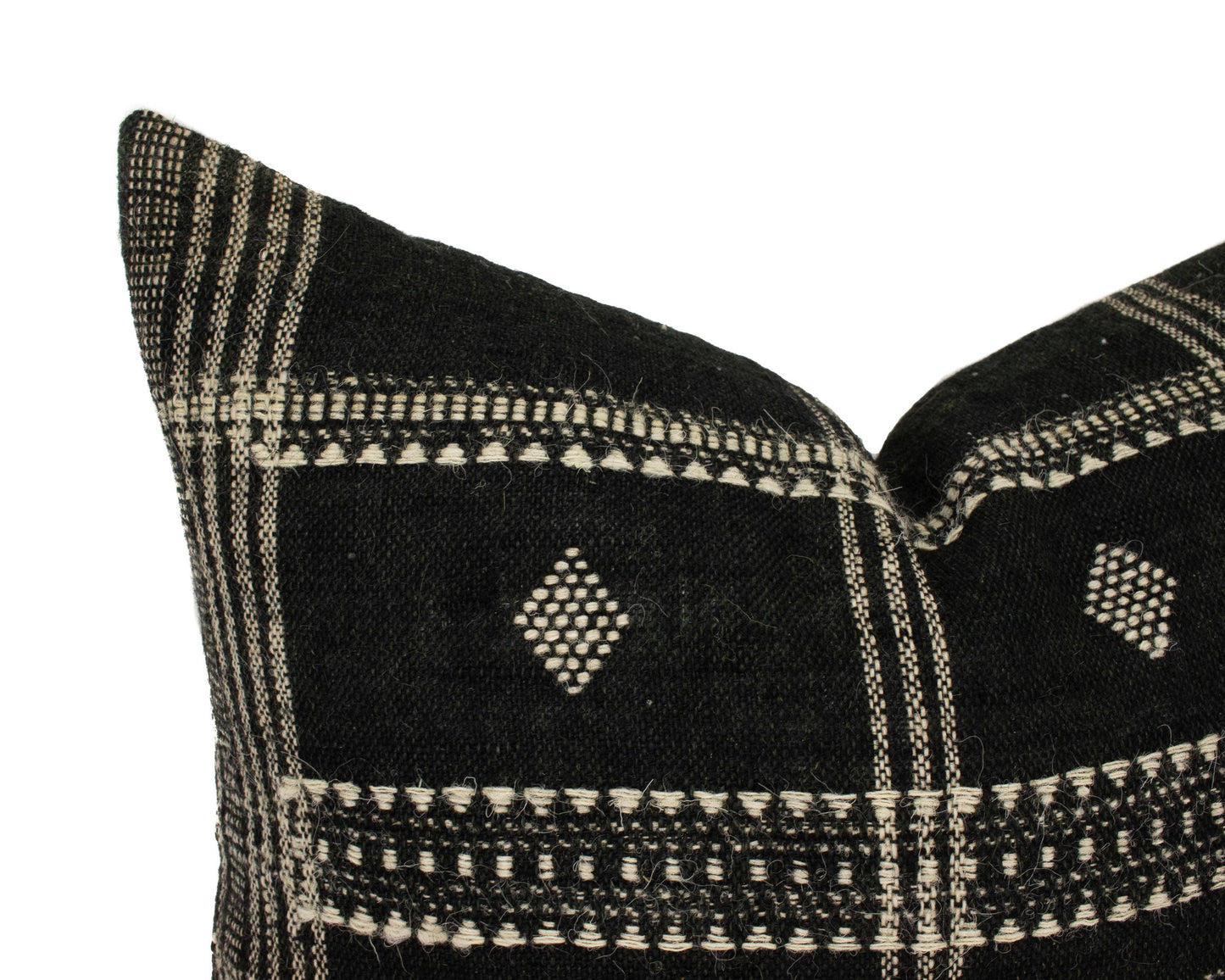 Aditi - 20" Black Indian Wool Pillow Cover