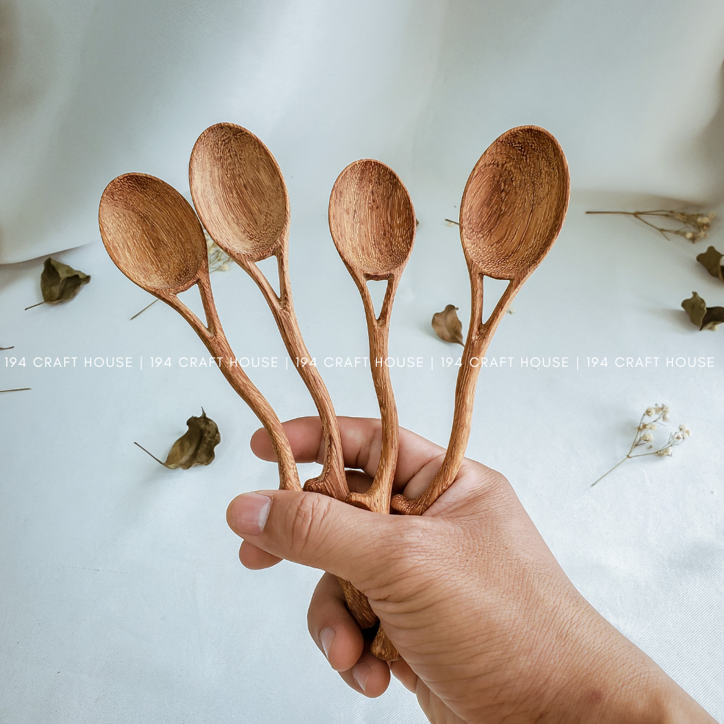 Wooden Hand-Carved Spoon - Tree Branch