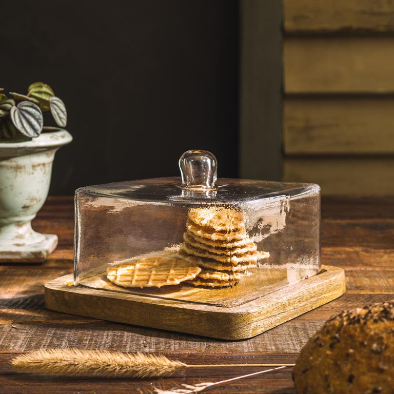 Square Wooden Tray with Cover