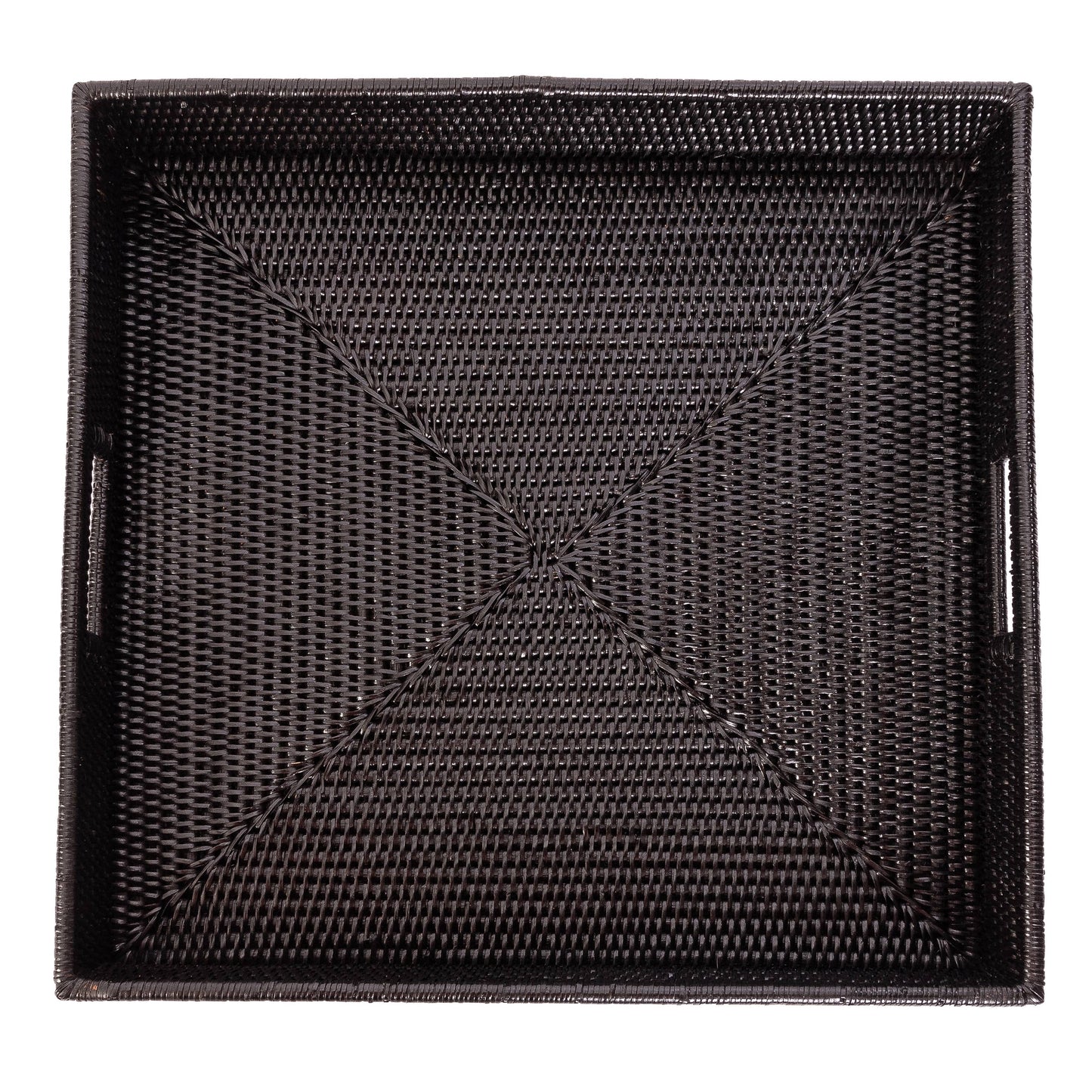 Square Black Rattan Serving / Ottoman Tray