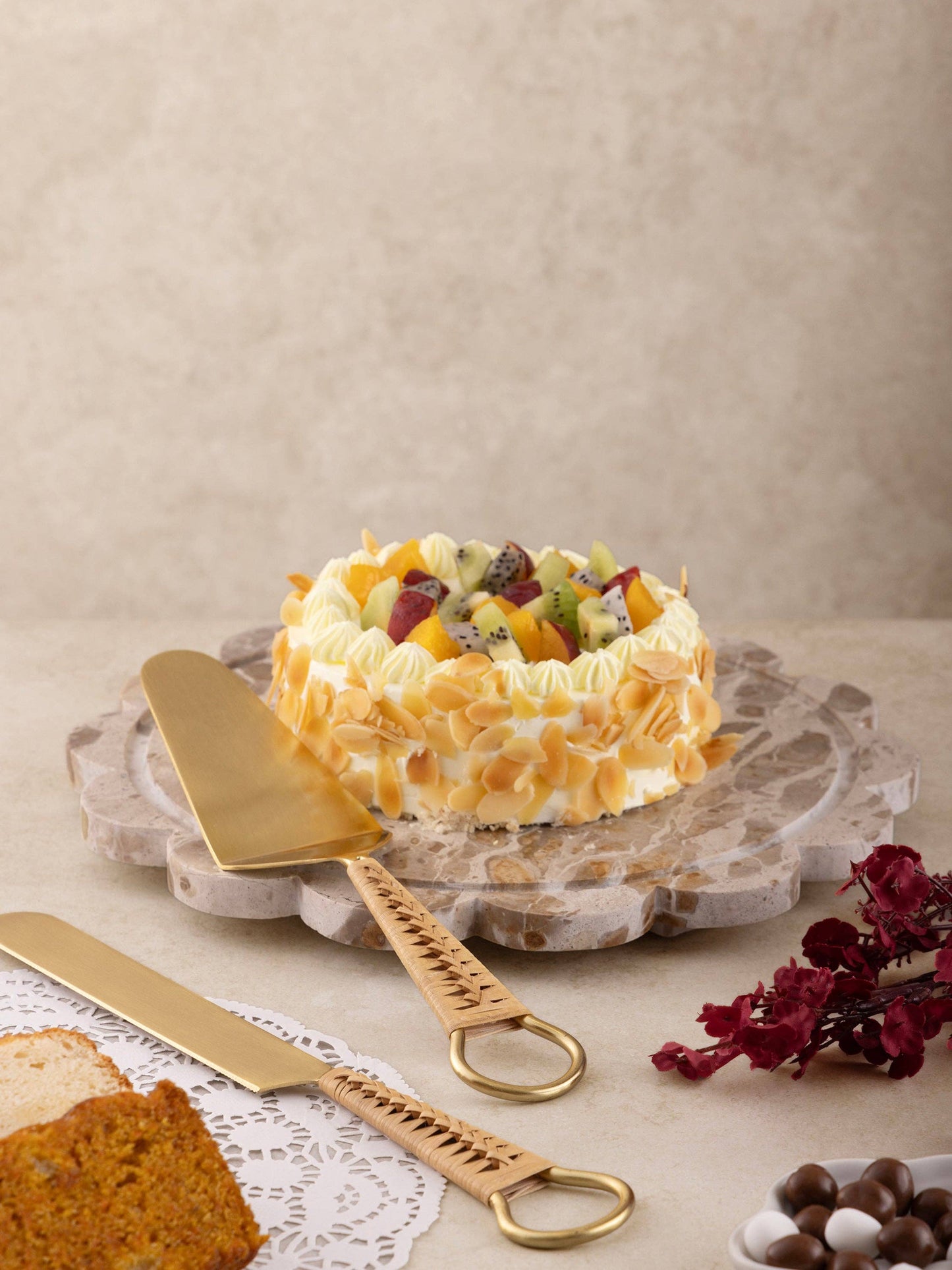 Rattan Handle Cake Servers, Set of 2