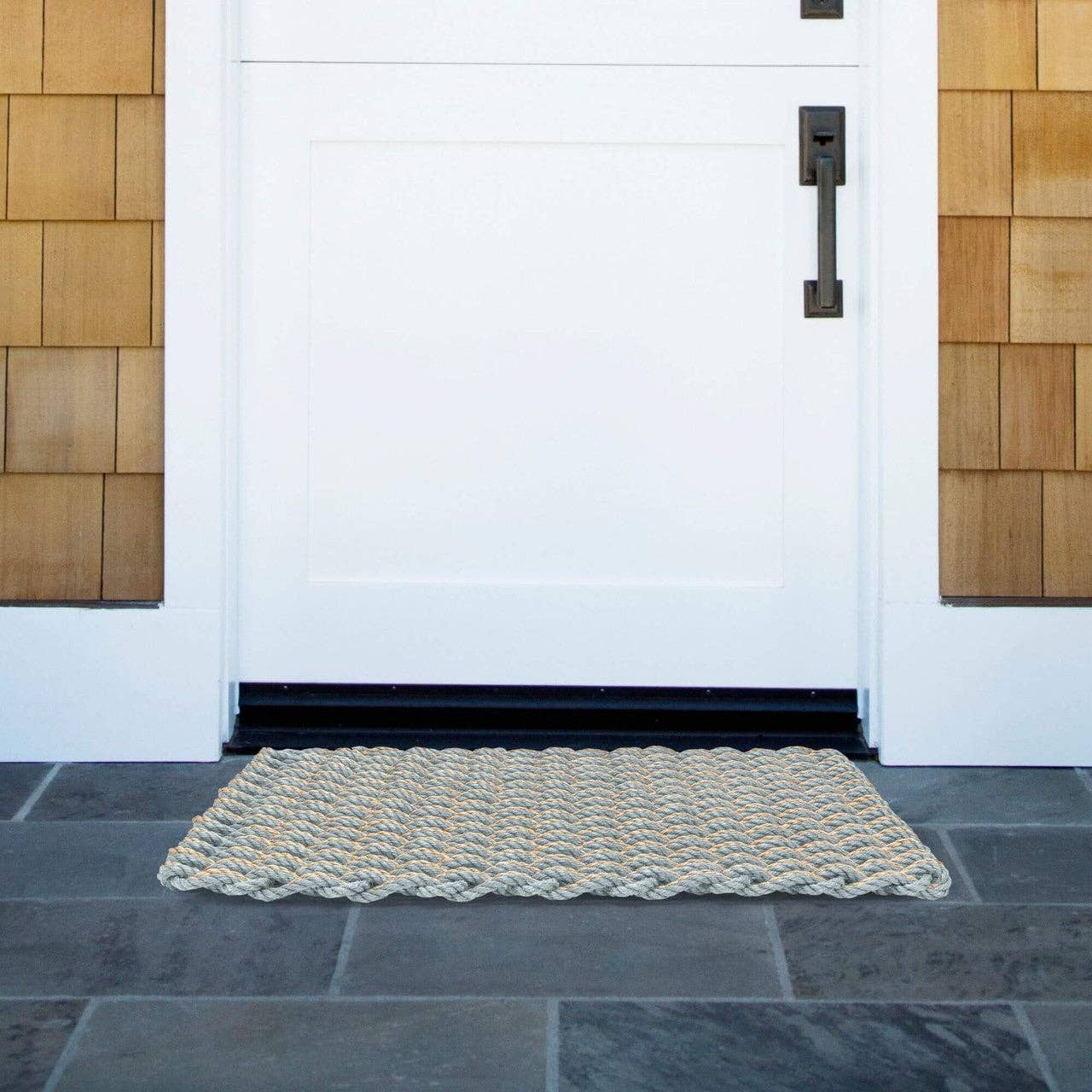Lobster Rope™ Outdoor Doormat: Silver & Sand Double Weave