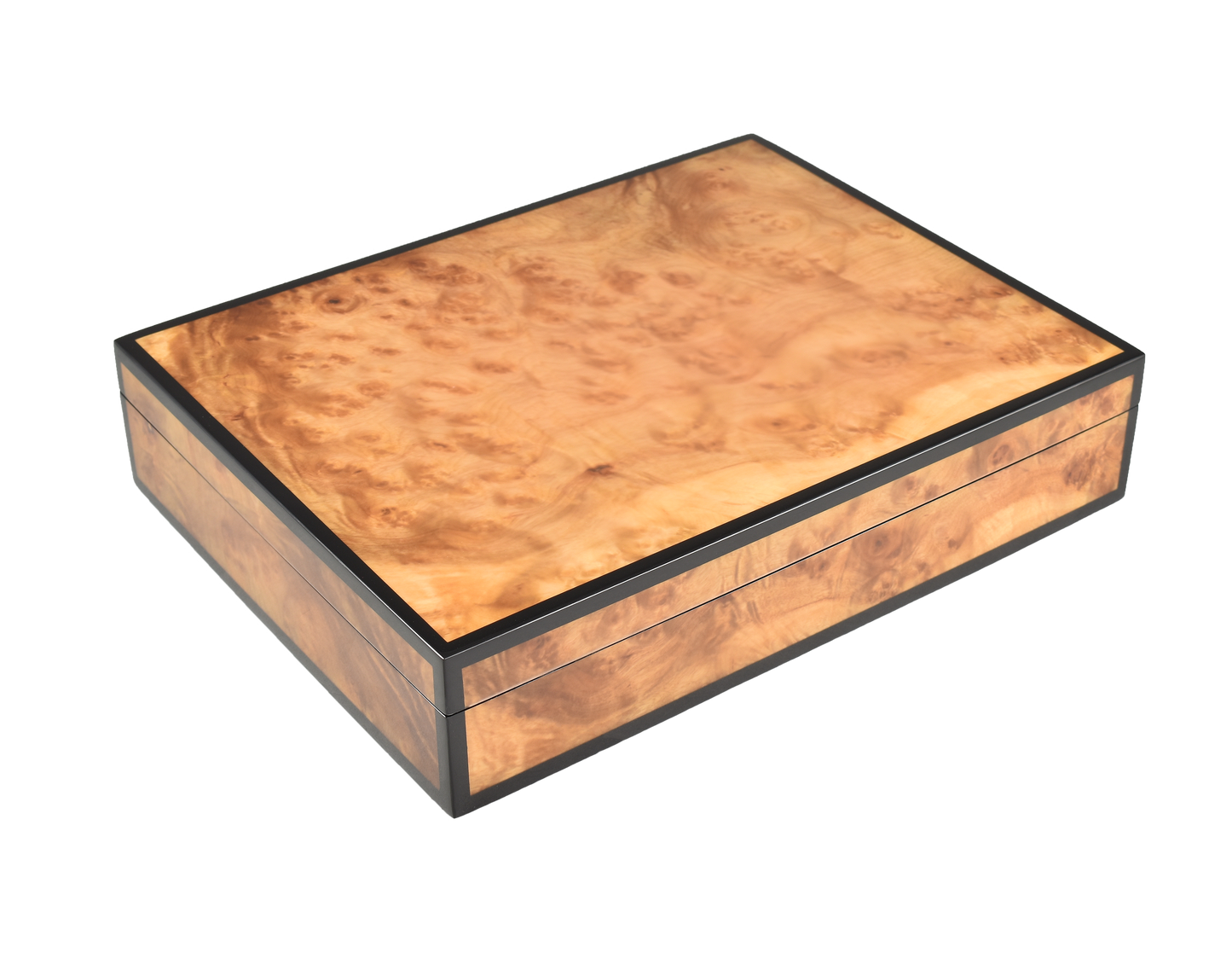 Walnut Burl Stationary Box with Black Trim
