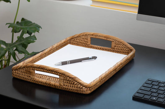 Rattan Serving Tray With High Handles