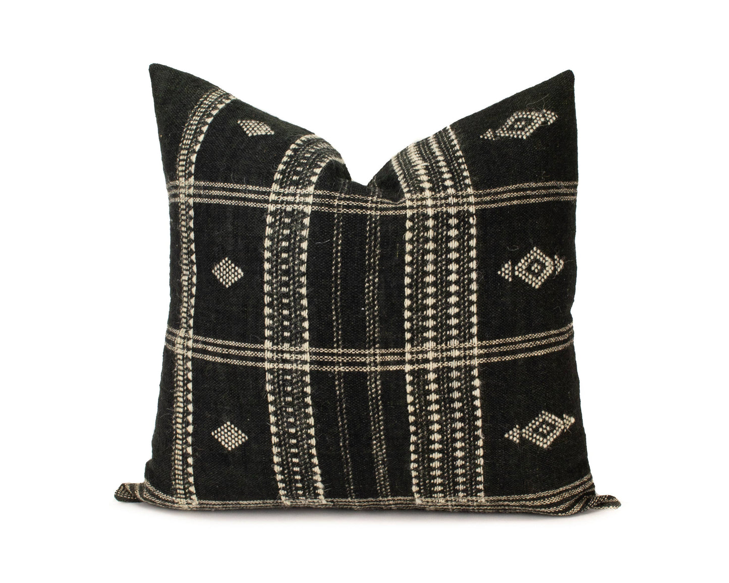 Aditi - 20" Black Indian Wool Pillow Cover