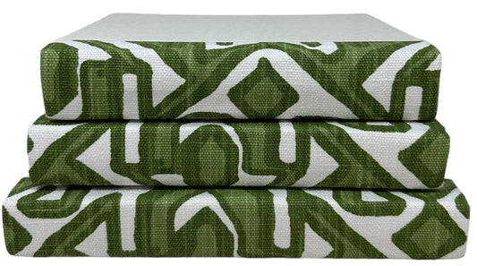 Bermuda Green Geometric Fabric Decorative Books - Set of 3