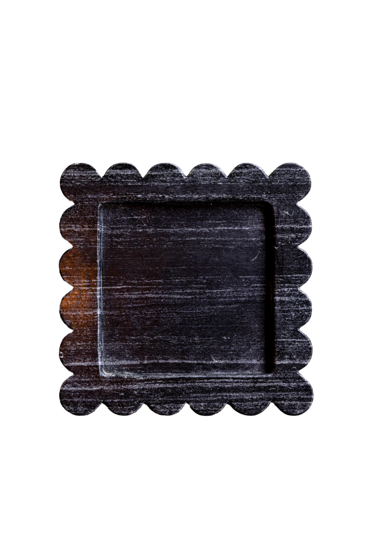 Marble Scalloped Tray - Black