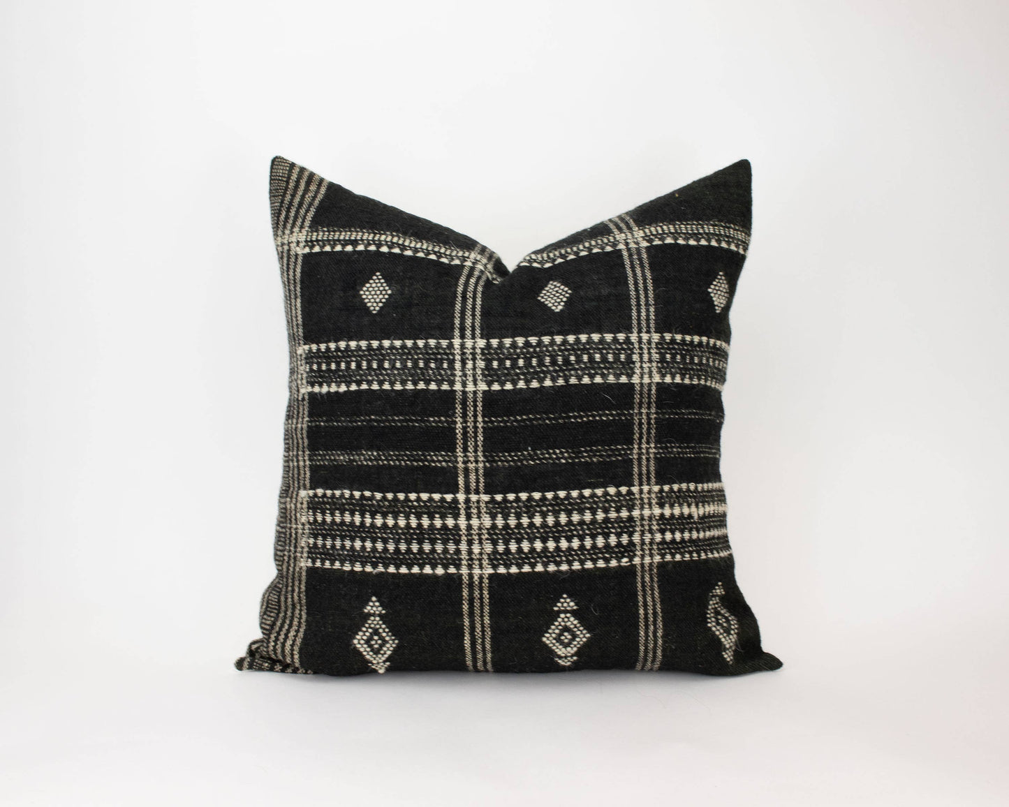 Aditi - 20" Black Indian Wool Pillow Cover
