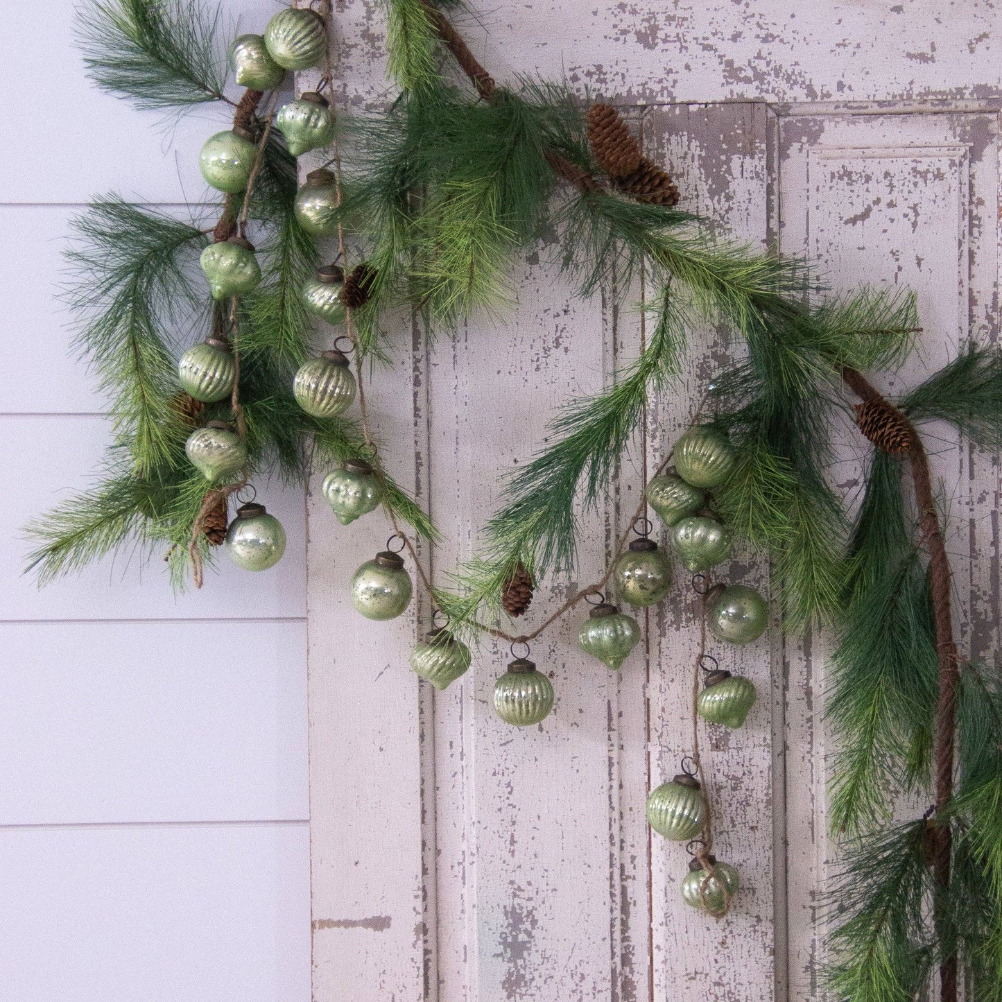 Mercury Glass Green Garland