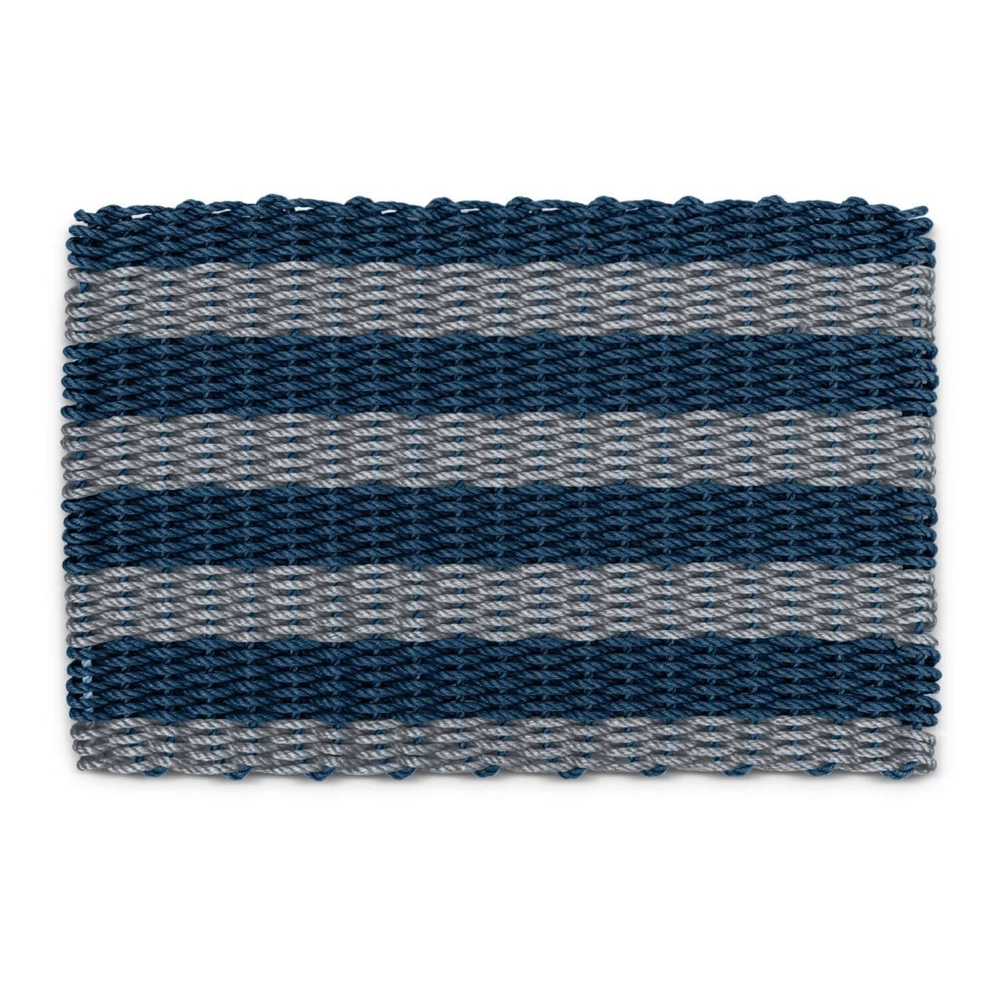Lobster Rope™ Outdoor Doormat: Navy & Silver Cabana Stripes