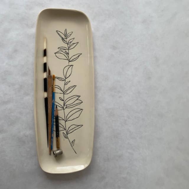 Flower Clay Long Platter / Tray