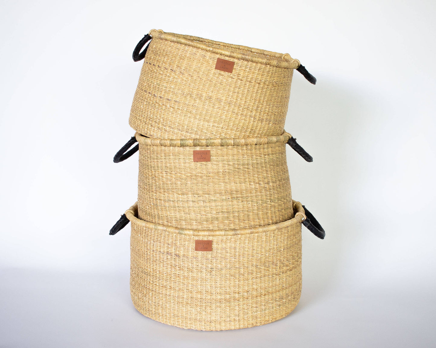 Kwasi Short Hamper Basket - Black Handle