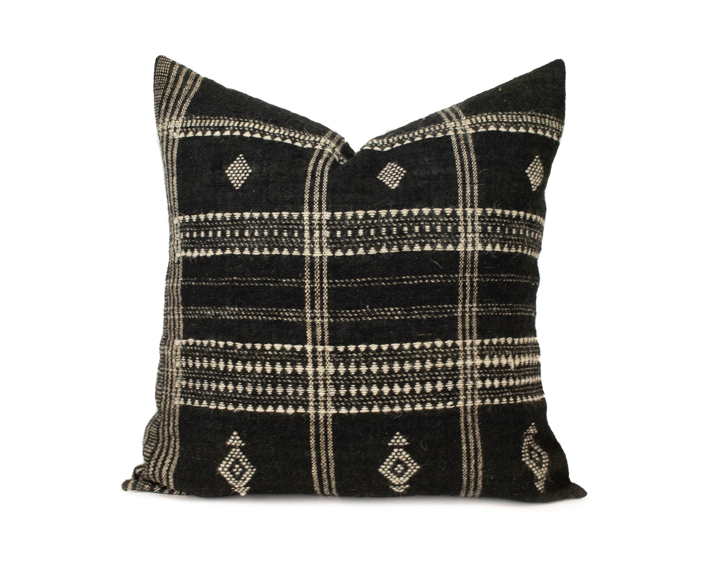 Aditi - 20" Black Indian Wool Pillow Cover