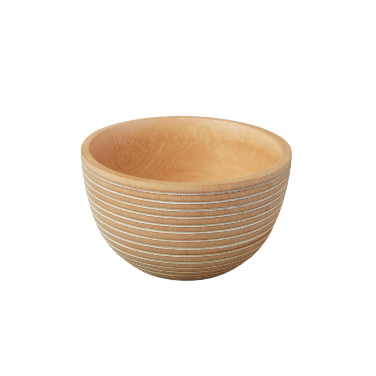 White Striped Kiln Mango Wood Bowls
