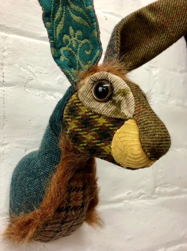 Textile Hare Head - Hattie
