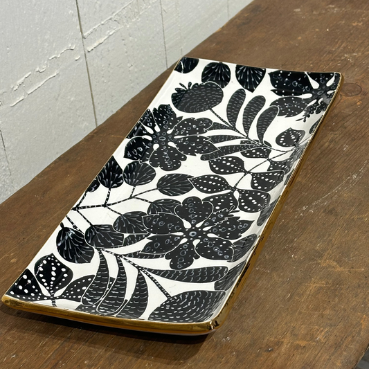 Cocktail Tray - Bali Toile in Black