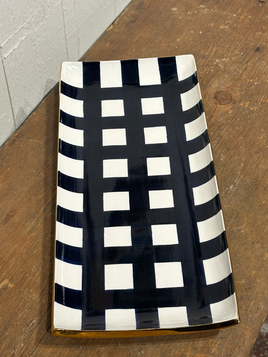 Cocktail Tray - Gingham in Delft