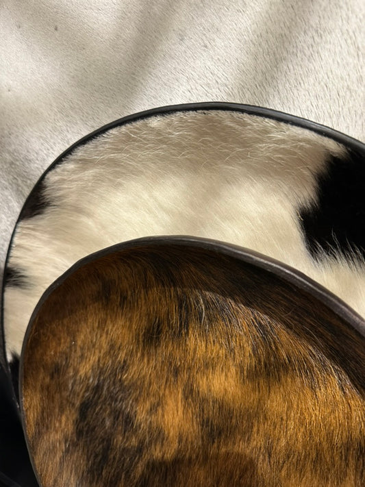 Round Cowhide Leather Tray