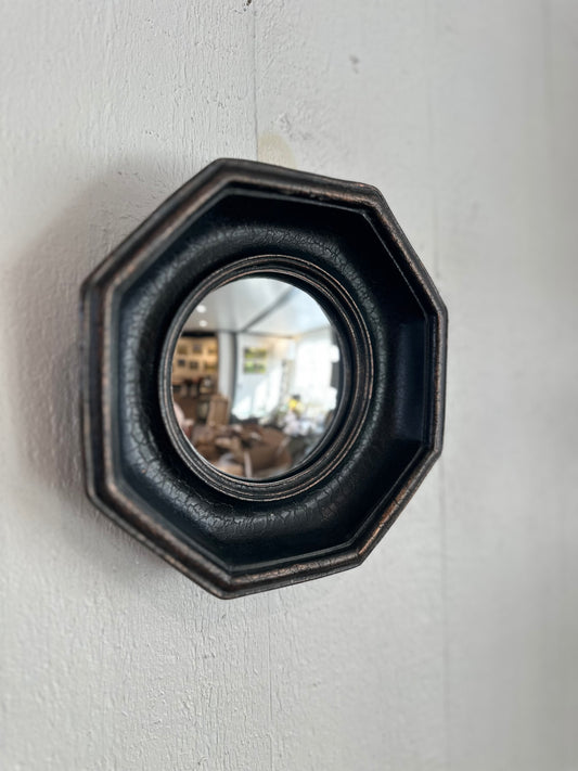 Octagonal Mirror - Antique Black