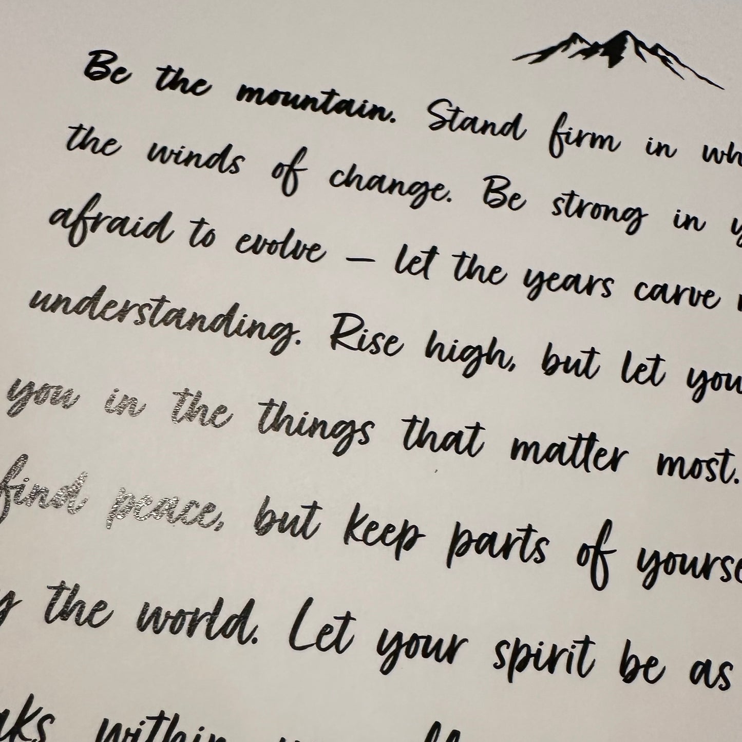 Be The Mountain Framed Writing