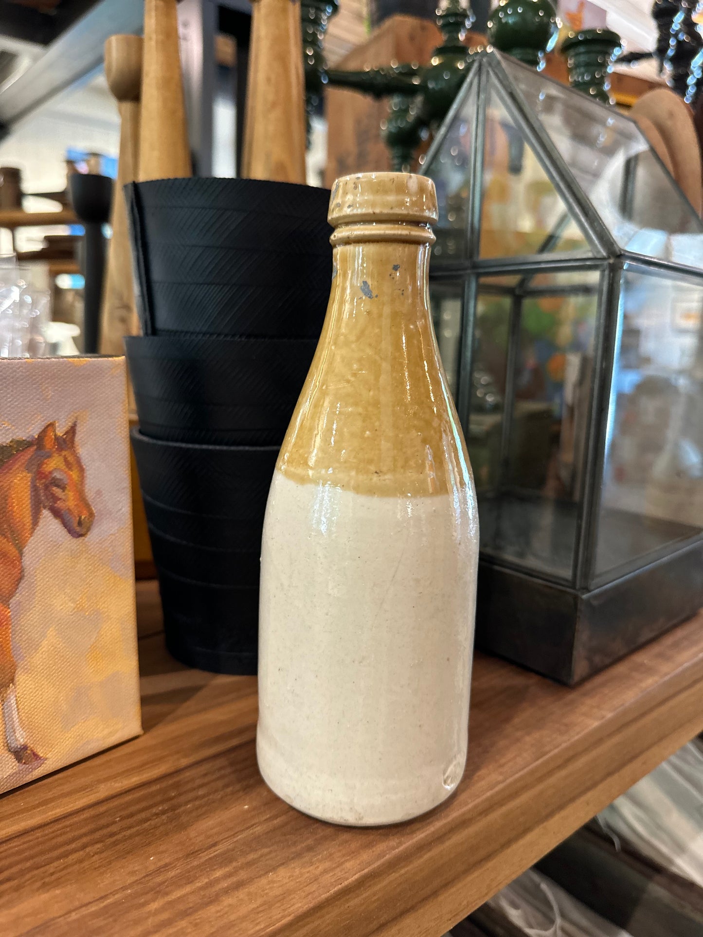 Vintage Two-Tone Glazed Stoneware Bottles