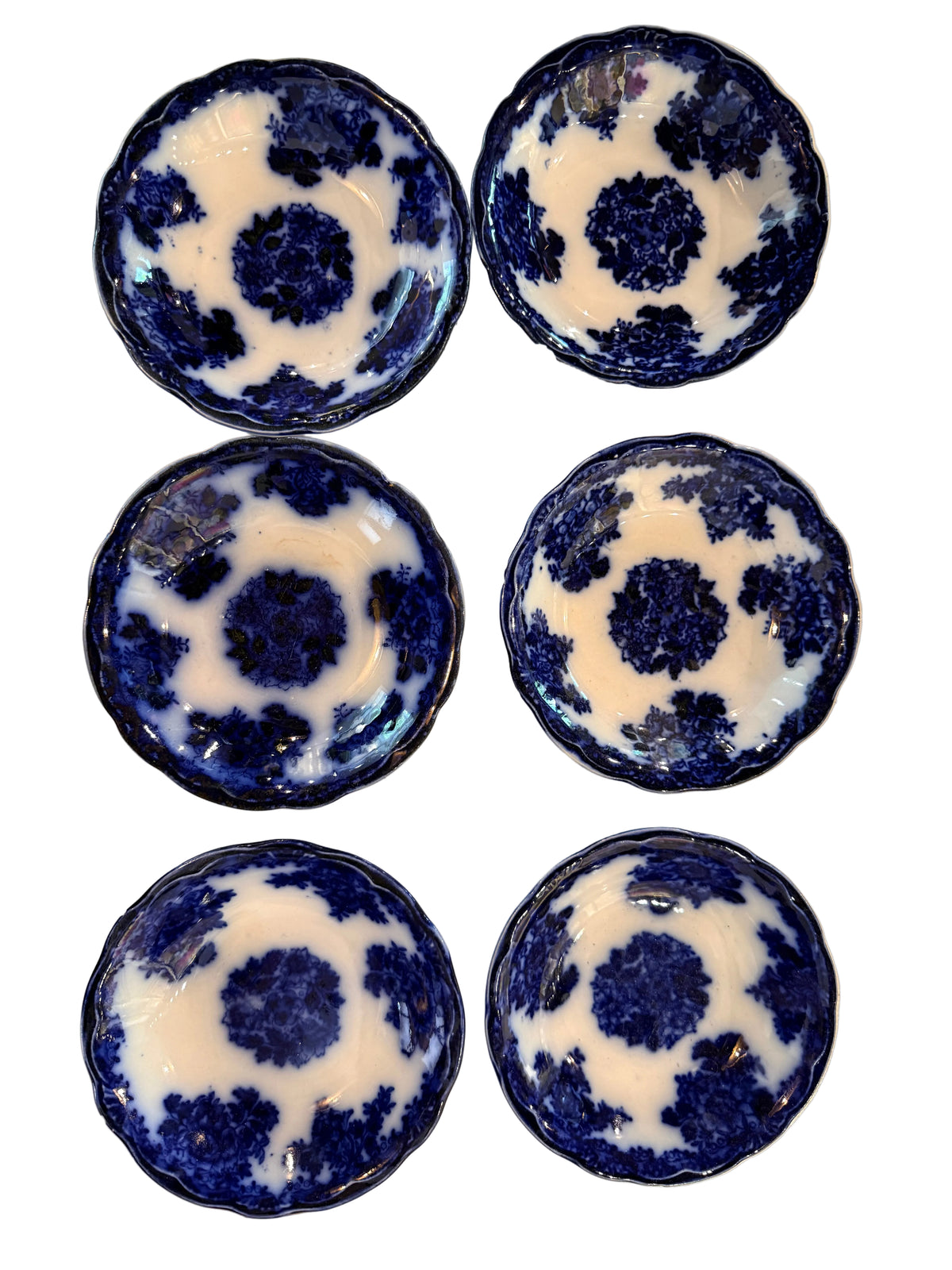 Antique Flow Blue Berry Bowls
