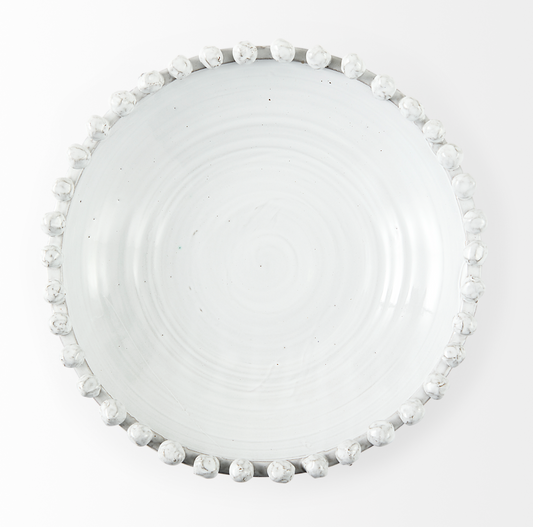 Round Off-White Glazed Decorative Bowl
