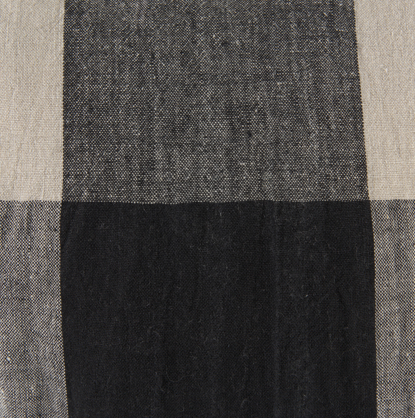 Black and Beige Plaid Throw Pillow, Square
