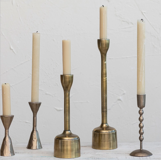 Antique Gold Taper Holders - Bell Bottom