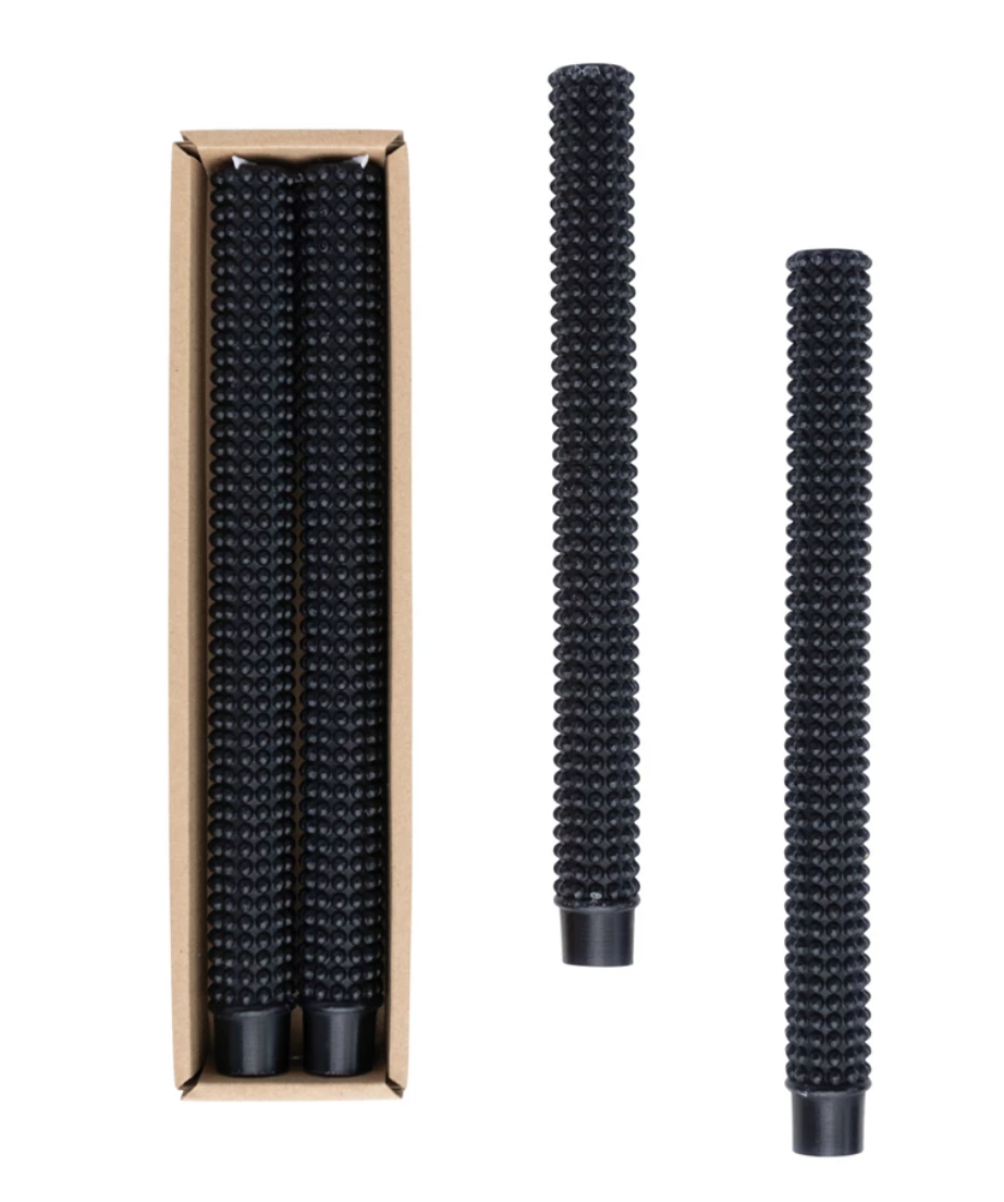 Hobnail Taper Candles in Box, Set of 2