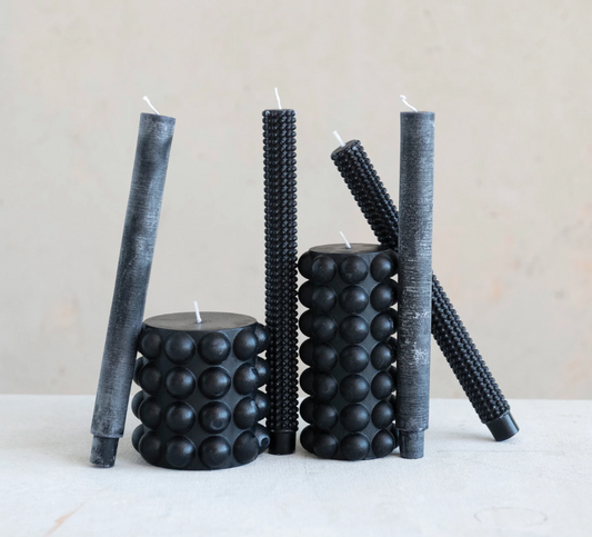 Hobnail Taper Candles in Box, Set of 2