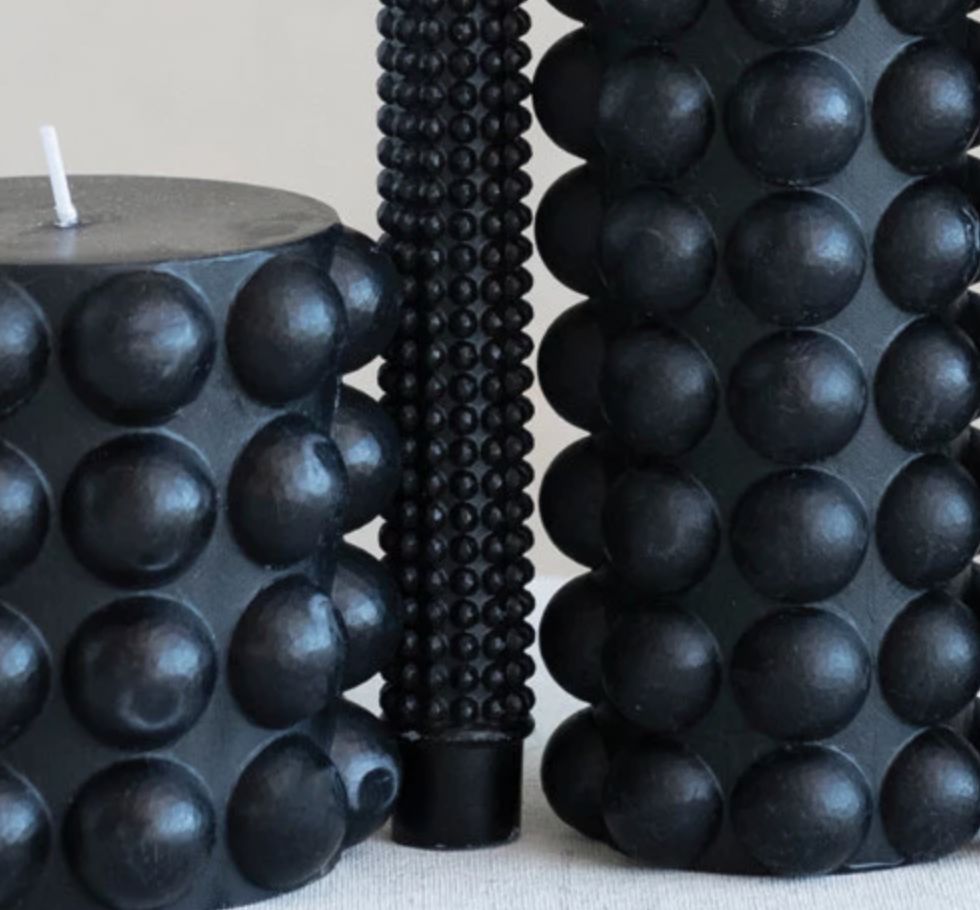 Hobnail Taper Candles in Box, Set of 2