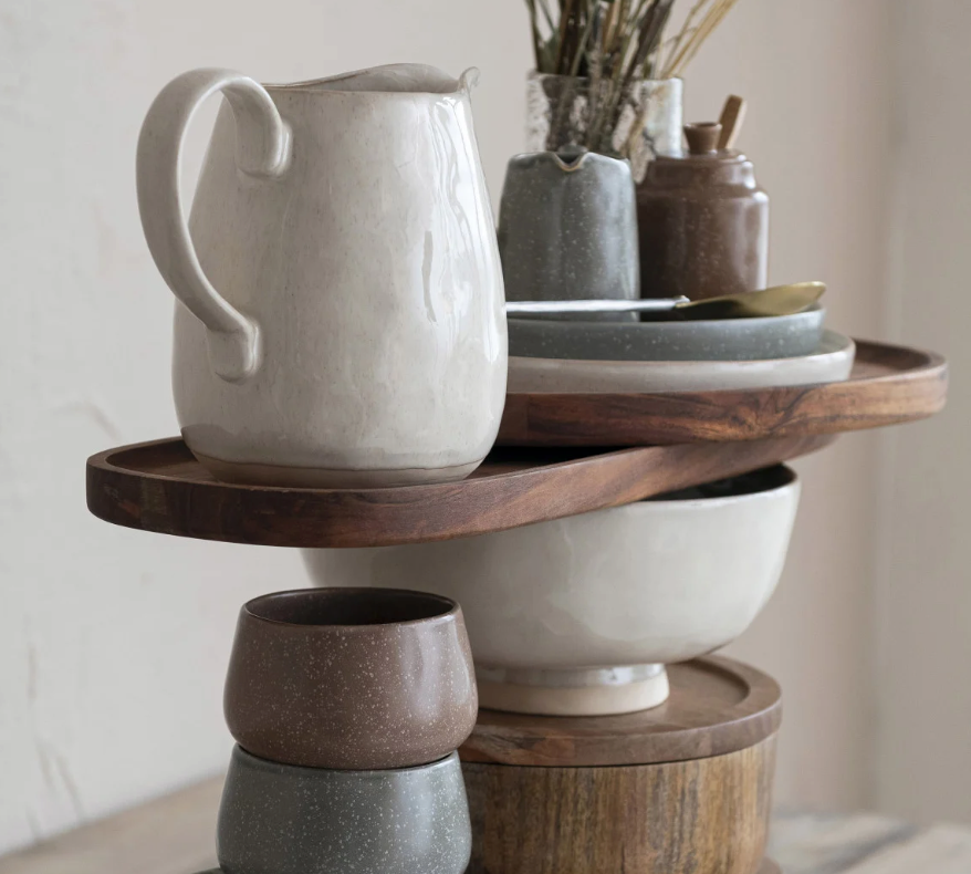 Stoneware Pitcher with Cream Speckles