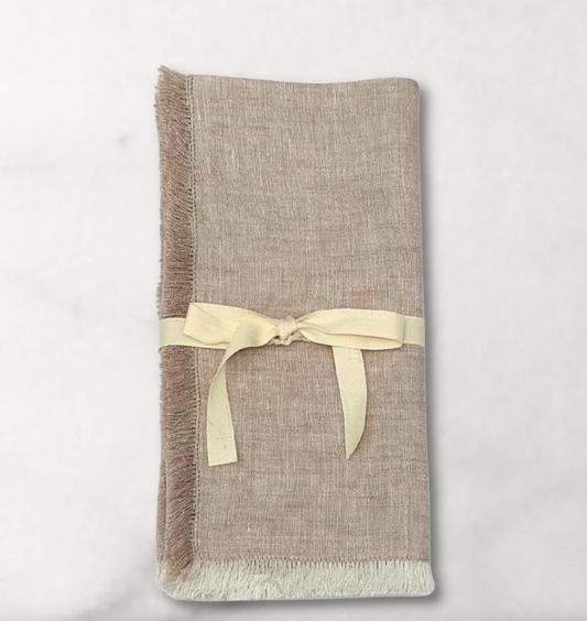 Fringed Linen Napkins, Set of 4