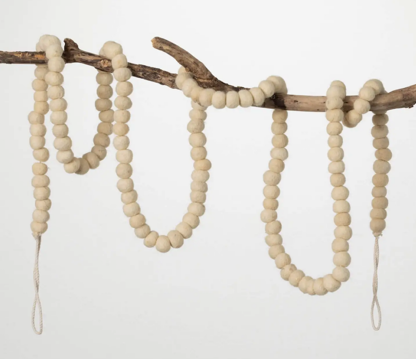 Natural Wool Ball Garland