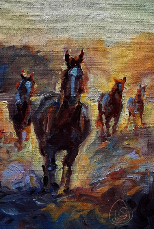 Horses Feeding Time