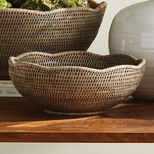 Whitewash Rattan Bowls