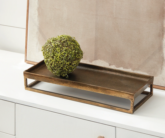 Antique Brass Rectangular Decorative Tray