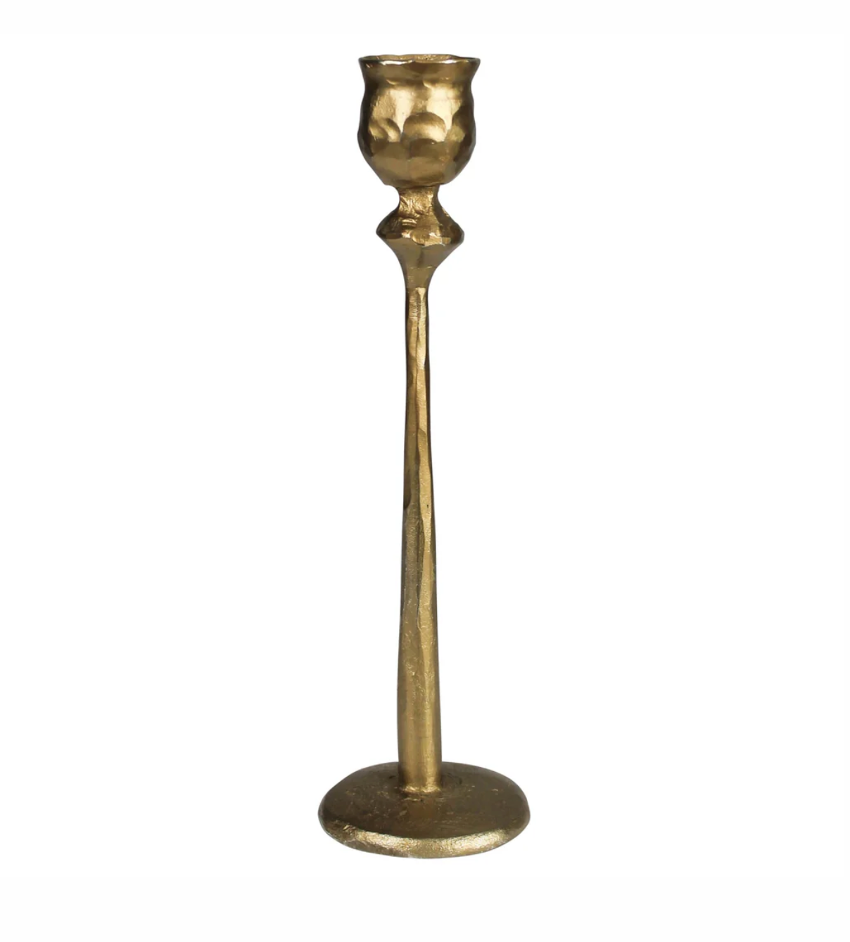 Tulip Hammered Brass Candle Holder