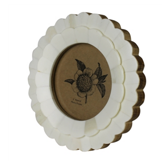 Round Carved Bone Petal Frame