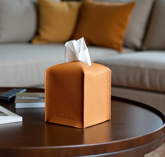 Faux Leather Tissue Box Cover