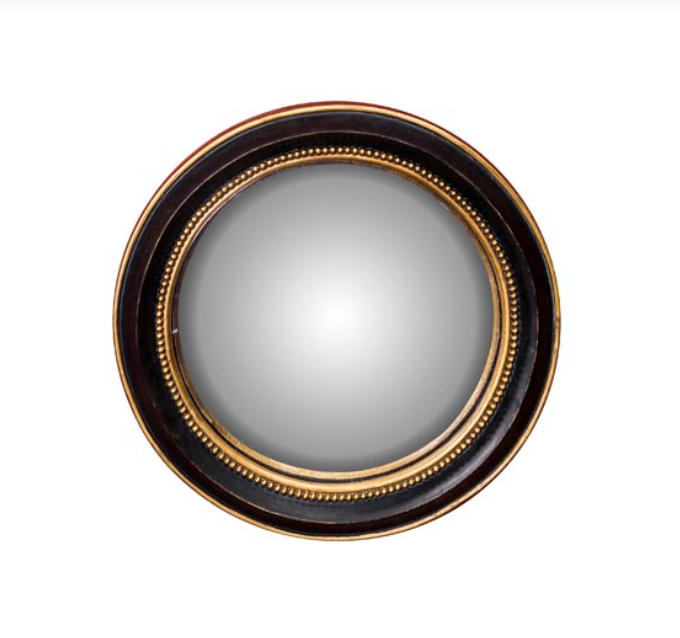 Black Round Gold Bead Convex Mirror