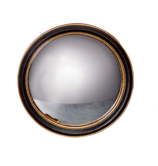 Black Round Gold Bead Convex Mirror